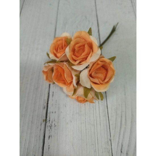 Цветы из ткани 2,5 см в пучках (6 шт) цв. оранжевый, цена за пучок